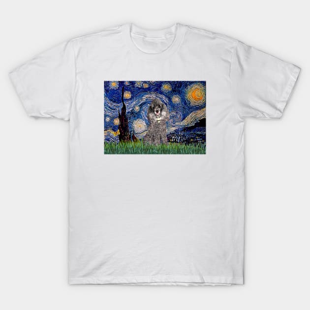 Silver Toy Poodle in Adapted Starry Night by Van Gogh T-Shirt by Dogs Galore and More